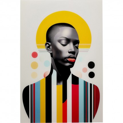 Glass Picture retro yellow woman 80x120cm Kare Design