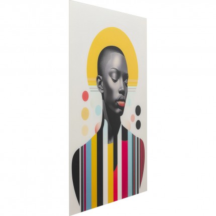 Glass Picture retro yellow woman 80x120cm Kare Design