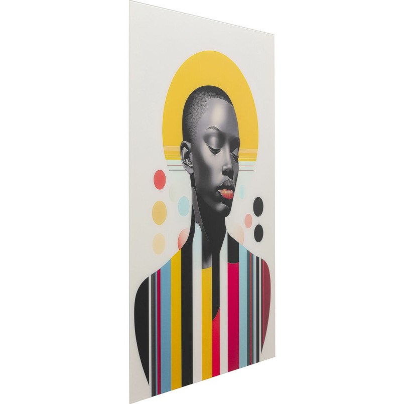 Tableau en verre Muse Retro Lady jaune 80x120cm