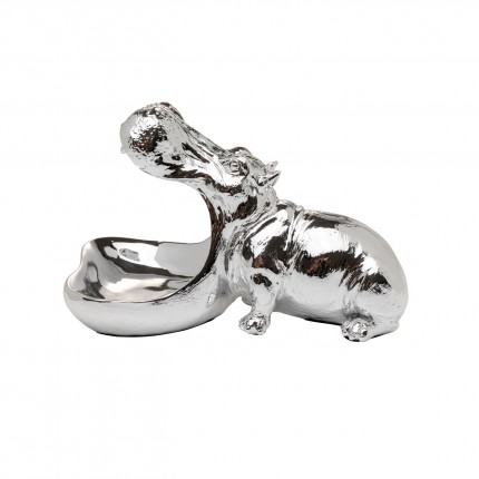 Déco hippopotame affamé argenté Kare Design