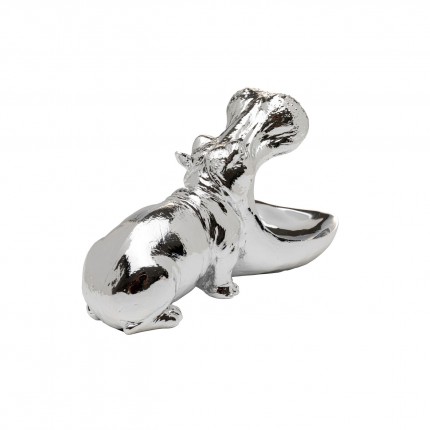 Déco hippopotame affamé argenté Kare Design