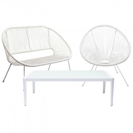 Ensemble de jardin Acapulco Tiki set de 3 blanc Kare Design