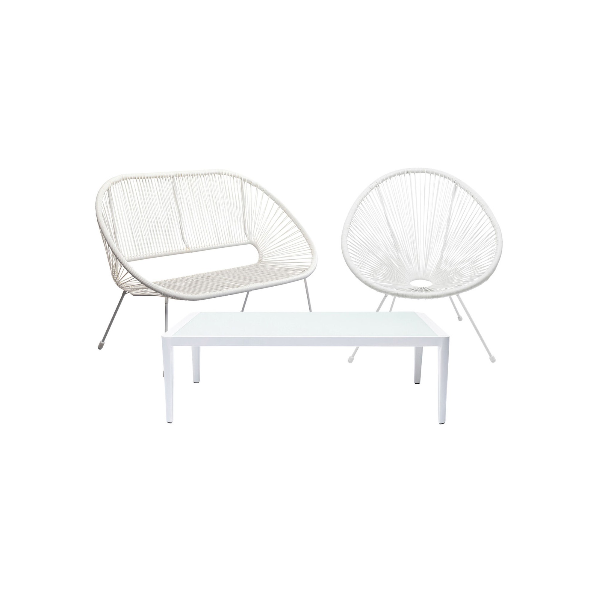 Ensemble de jardin Acapulco Tiki set de 3 blanc Kare Design