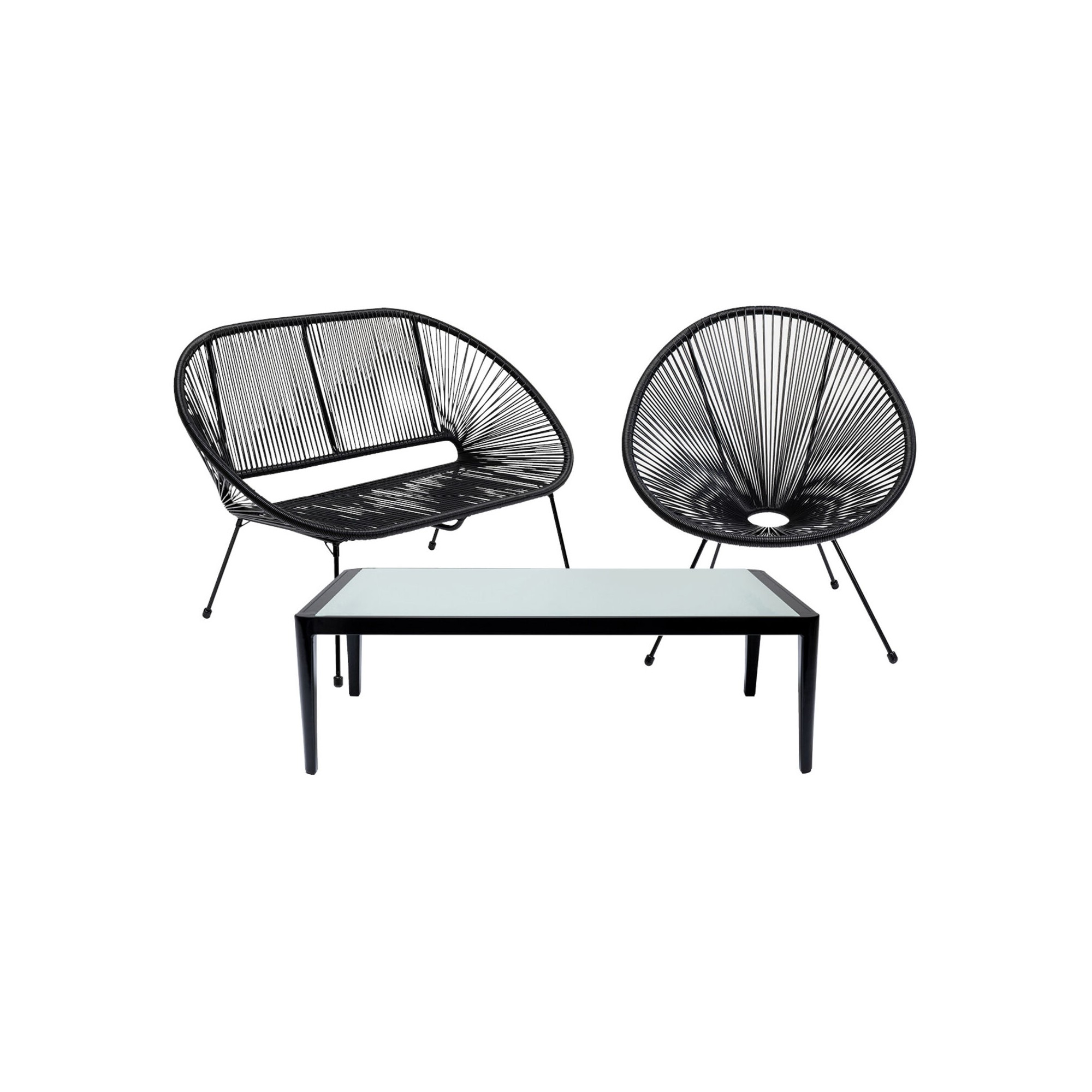 Ensemble de jardin Acapulco Tiki set de 3 noir Kare Design