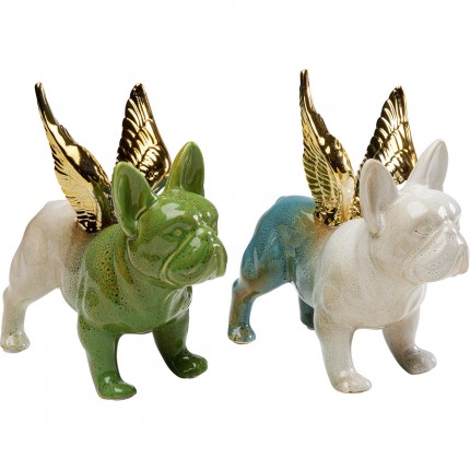 Déco bouledogue imitation pierre ailes dorées Kare Design