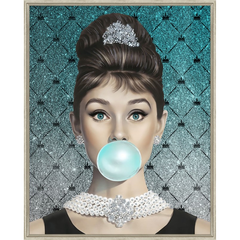 Tableau encadré bleu diva chewing-gum - Kare Design