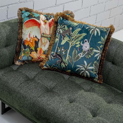 Coussin à franges Jungle singes 55x55cm Kare Design