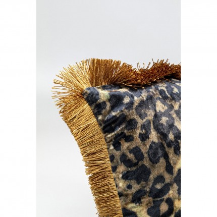 Coussin à franges léopard 55x55cm Kare Design