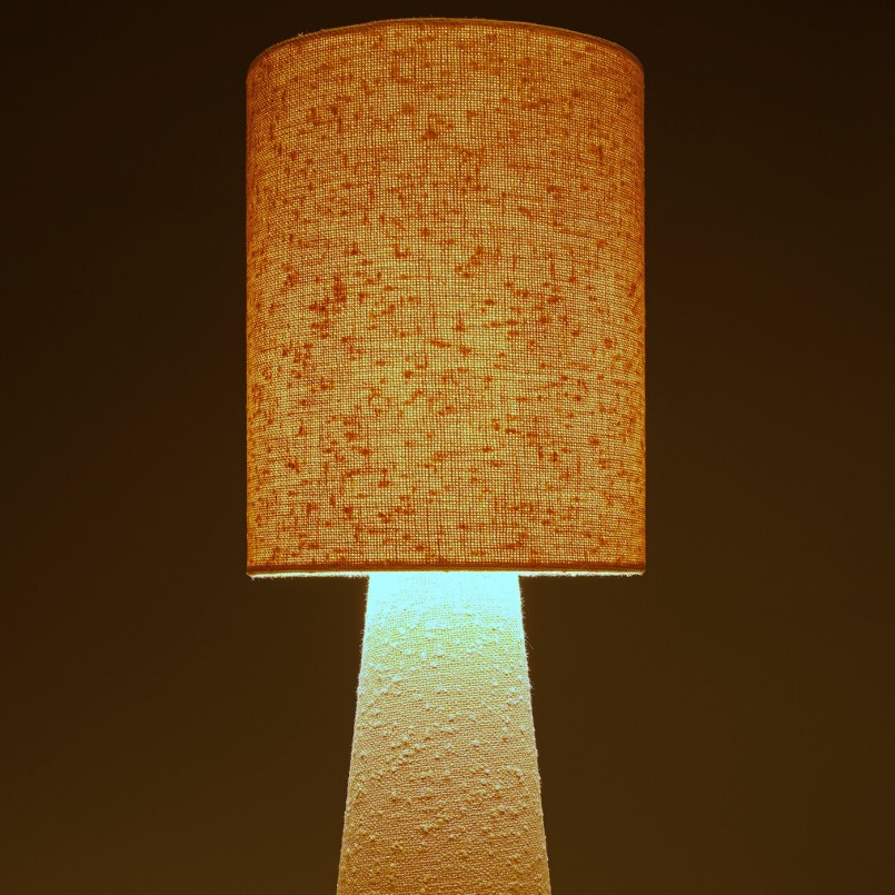 Lamp in curly beige linen and steel - Marleen - Kare Design