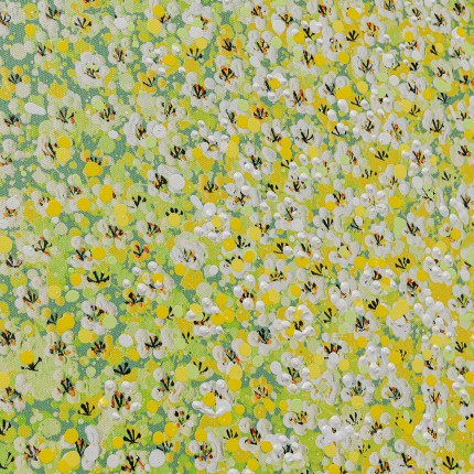 Tableau Touched fleurs pirogue vert et jaune 80x100cm Kare Design