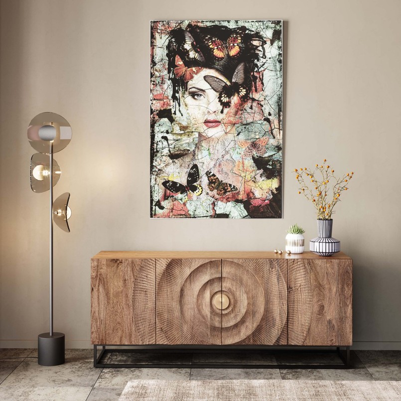Glass painting woman butterflies broken effect - Kare Design