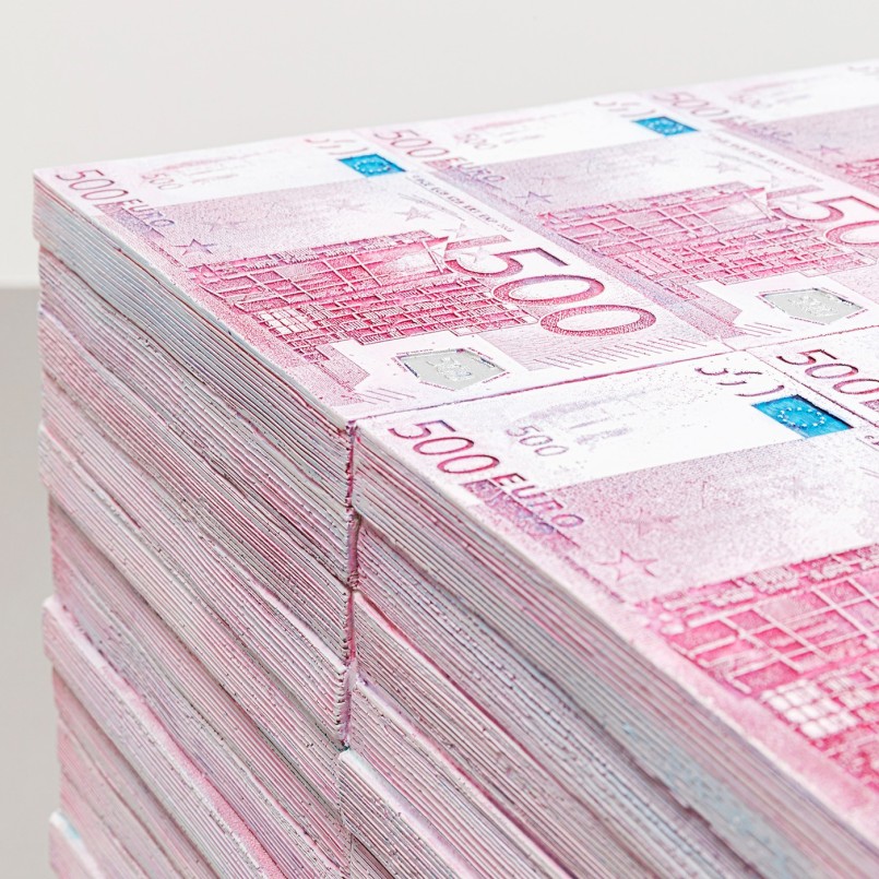Tabouret en liasses de billets roses - Euro - Kare Design