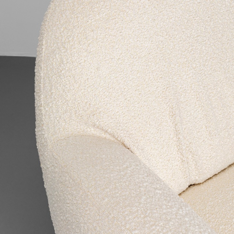 Fauteuil pivotant bouclé crème avec accoudoirs - Nube - Kare Design