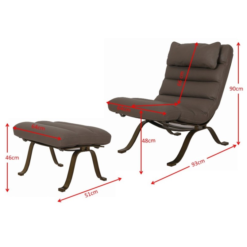 Fauteuil et repose-pieds en cuir et acier doré - Novel - Kare Design