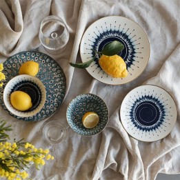 Assiettes plates bleues à motifs - Gioia - Kare Design