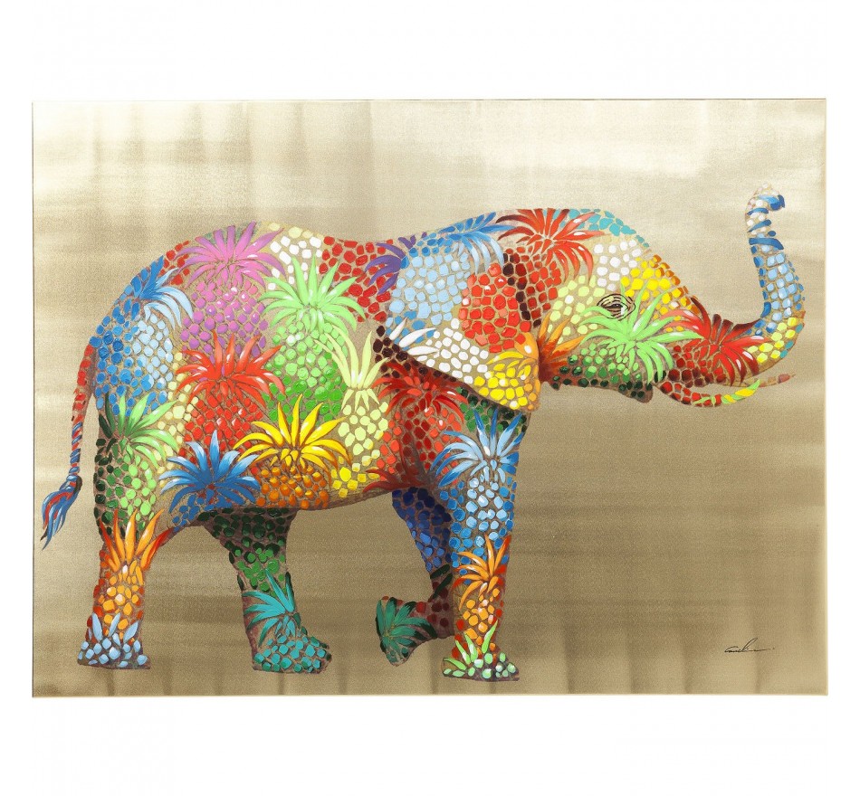 Tableau Touched éléphant fleurs 50x40cm Kare Design Tableau Touched éléphant fleurs 50x40cm Kare Design