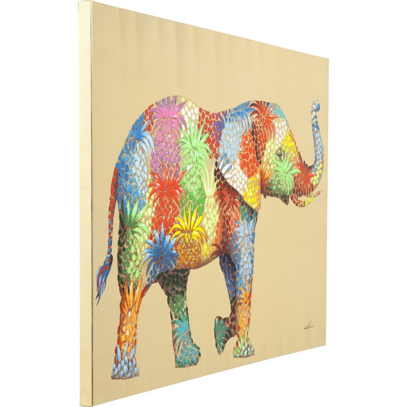 Tableau éléphant ananas multicolore - Touched - Kare Design