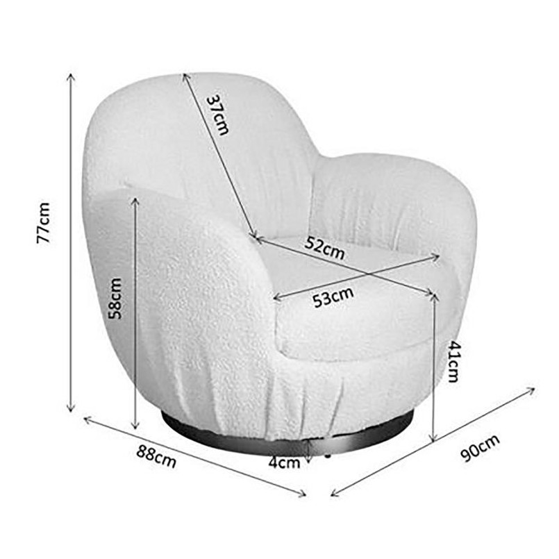 Cream curly swivel armchair with armrests - Nube - Kare Design