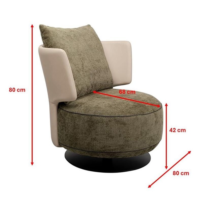 Fauteuil pivotant vert et beige - Josh - Kare Design