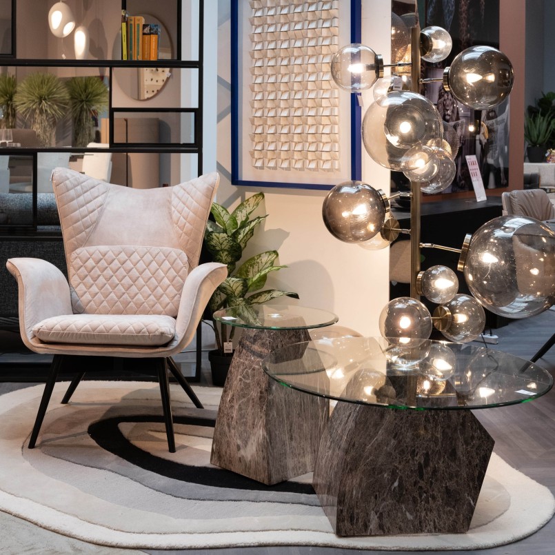 Golden floor lamp with smoked glass globes - Balloon - Kare Design