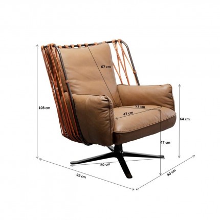 Fauteuil pivotant Paradiso marron Kare Design
