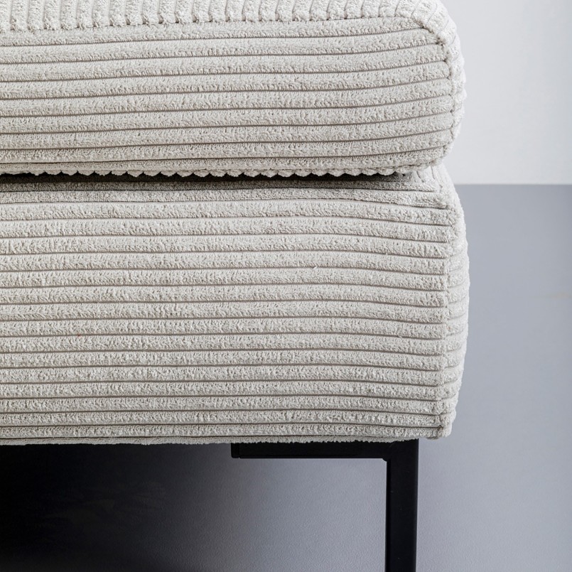 Grey ribbed fabric and black steel bench - Gianni - Kare Design