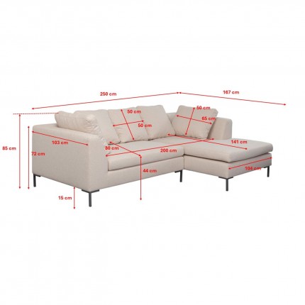 Canapé d'angle Gianna 250cm droite crème Kare Design