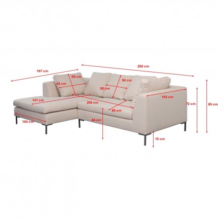 Canapé d'angle Gianna 250cm gauche crème Kare Design
