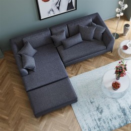 Pouf repose-pieds en tissu gris foncé - Gianna - Kare Design