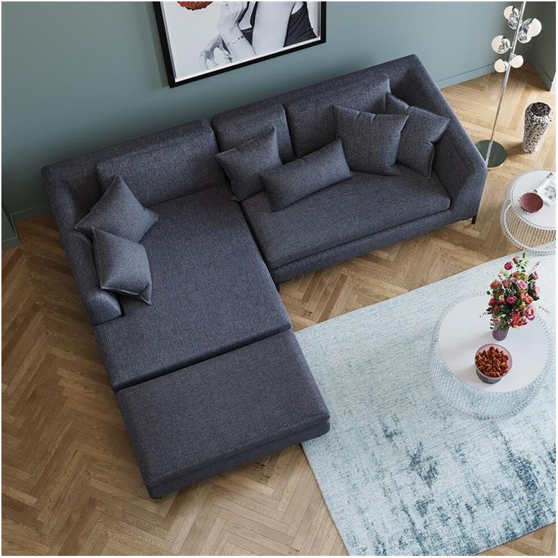 Pouf repose-pieds en tissu gris foncé - Gianna - Kare Design