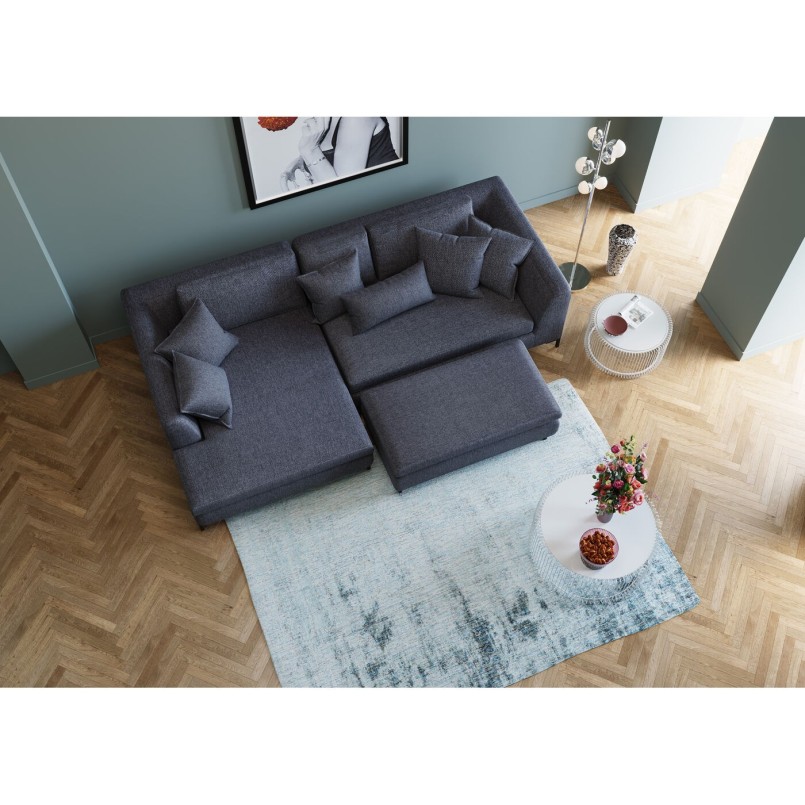 Pouf repose-pieds en tissu gris foncé - Gianna - Kare Design