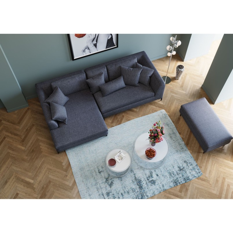Pouf repose-pieds en tissu gris foncé - Gianna - Kare Design