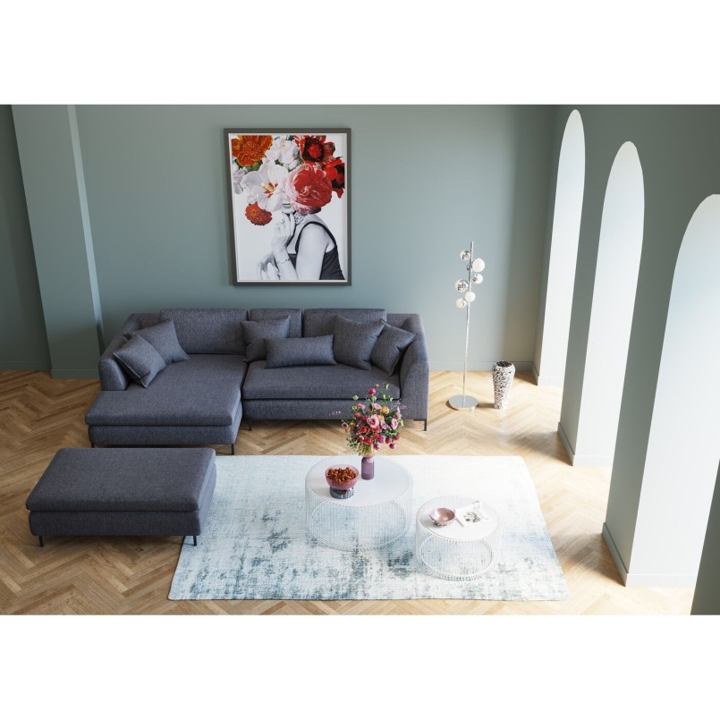 Pouf repose-pieds en tissu gris foncé - Gianna - Kare Design