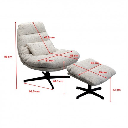 Fauteuil pivotant et repose-pieds Columbia Kare Design