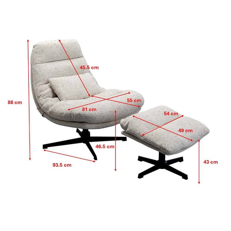 Fauteuil pivotant et repose-pieds blancs - Columbia - Kare Design