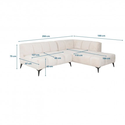 Canapé d'angle Nia droite velours crème Kare Design