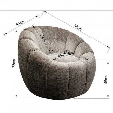Fauteuil pivotant Fiori gris Kare Design