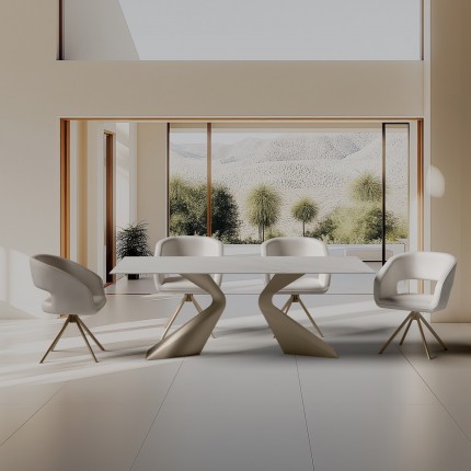 Chaise avec accoudoirs pivotante Gina beige Kare Design