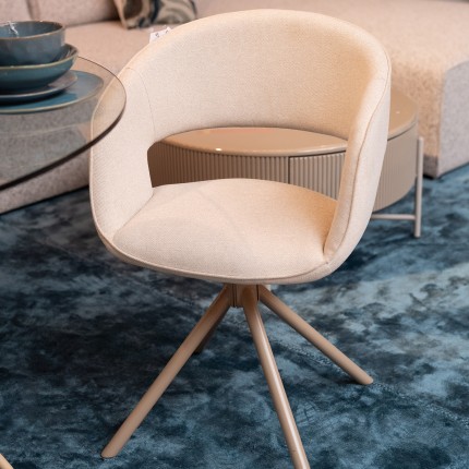 Swivel chair with armrests Gina beige Kare Design