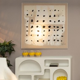 Beige and white canvas with black polka dots - Creative Dots - Kare Design