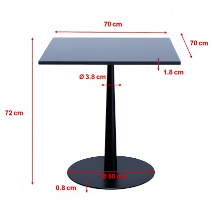 Table Bistrot Capri 70x70cm granit noir Kare Design