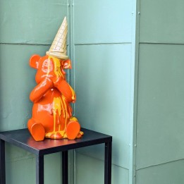 Déco ours assis glace orange - Kare Design