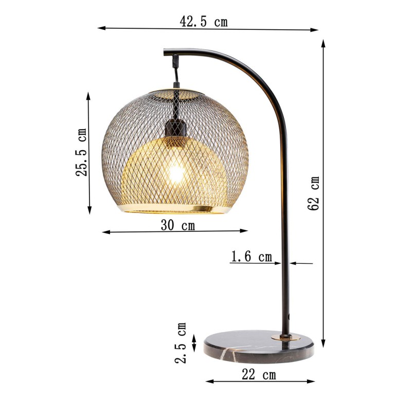 Lampe de table en acier et marbre noir - Gratos - Kare Design