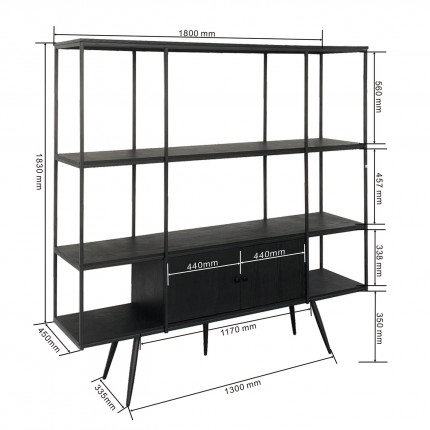 Shelf Cosy Sixties black 183x180cm Kare Design