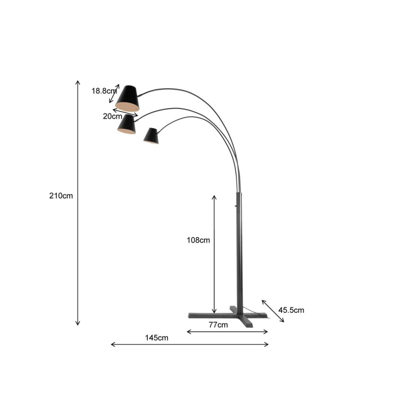 Lampadaire réglable en acier noir - Cappellino - Kare Design