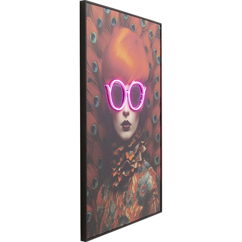 Tableau encadré LED Fancy rouge Lady 75x55cm