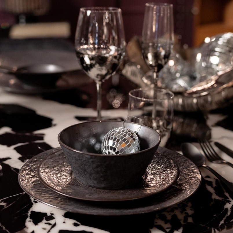 Black plates set of 4 in stoneware - Cosmsos - Kare Design