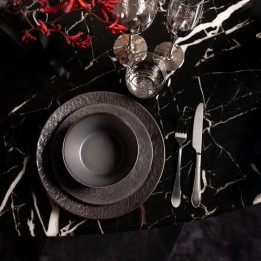 Black plates set of 4 in stoneware - Cosmsos - Kare Design