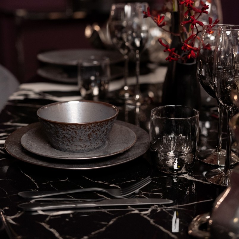 Black plates set of 4 in stoneware - Cosmsos - Kare Design