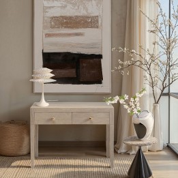 Tableau abstrait beige, marron et noir - Lontano - Kare Design